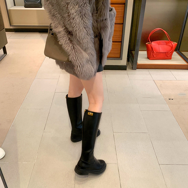 Long But Knee Leather Boots