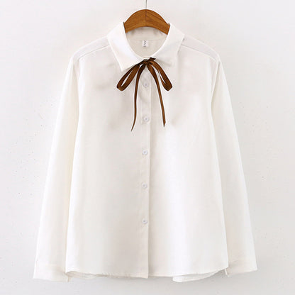 Long-Sleeved Corduroy Lace-Up Shirt