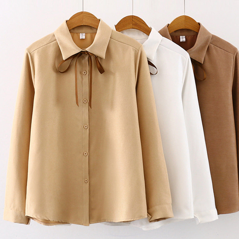 Long-Sleeved Corduroy Lace-Up Shirt