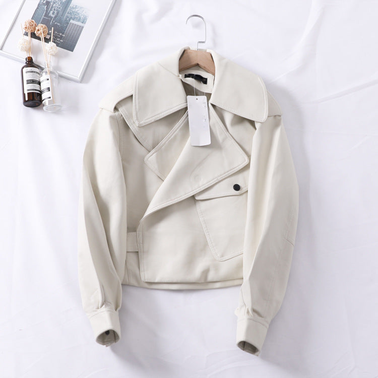 Loose Cropped Leather Jacket