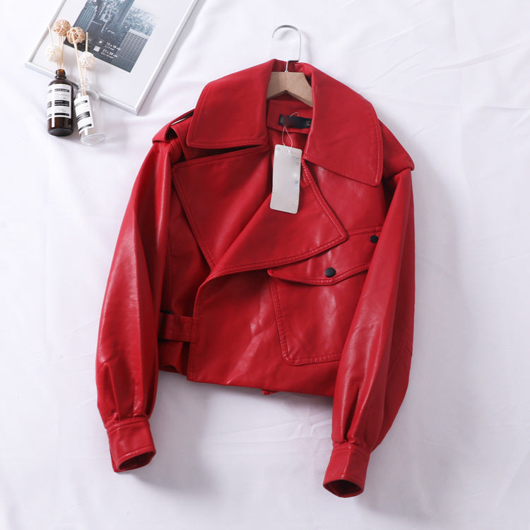 Loose Cropped Leather Jacket