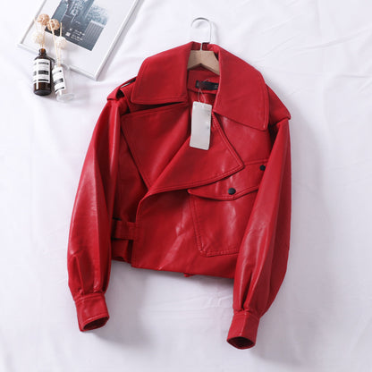 Loose Cropped Leather Jacket