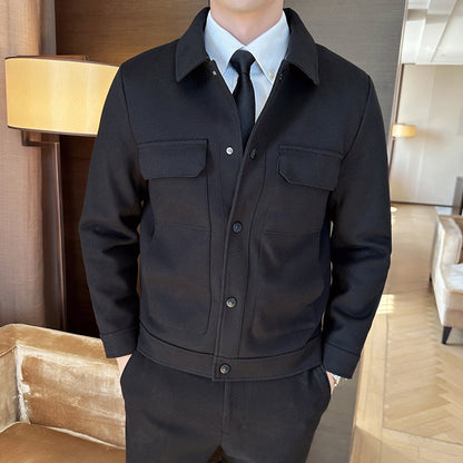Men's Short Suit Jacket Woolen Lapel