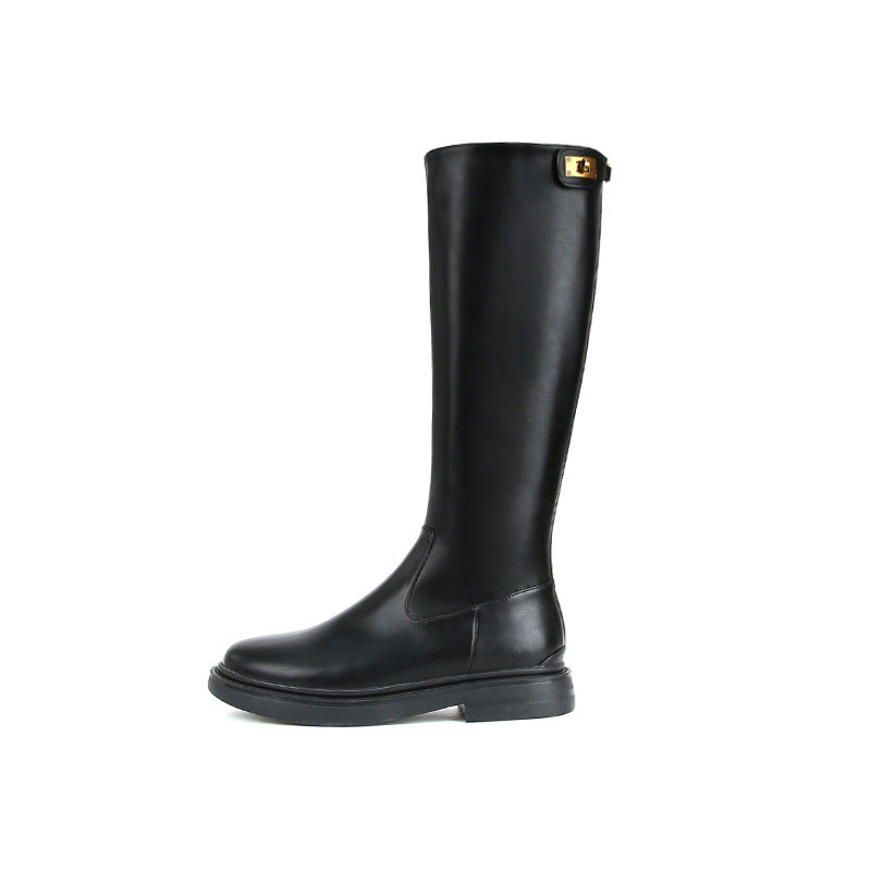 Long But Knee Leather Boots