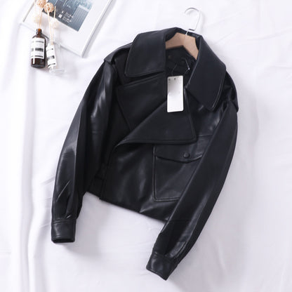 Loose Cropped Leather Jacket