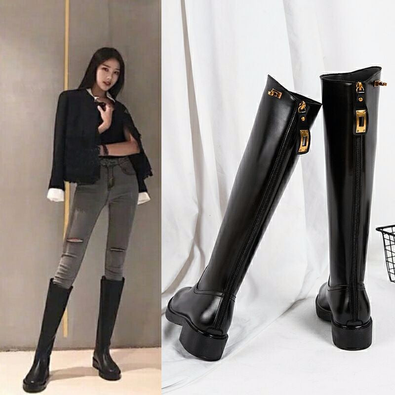 Long Martin Leather Boots