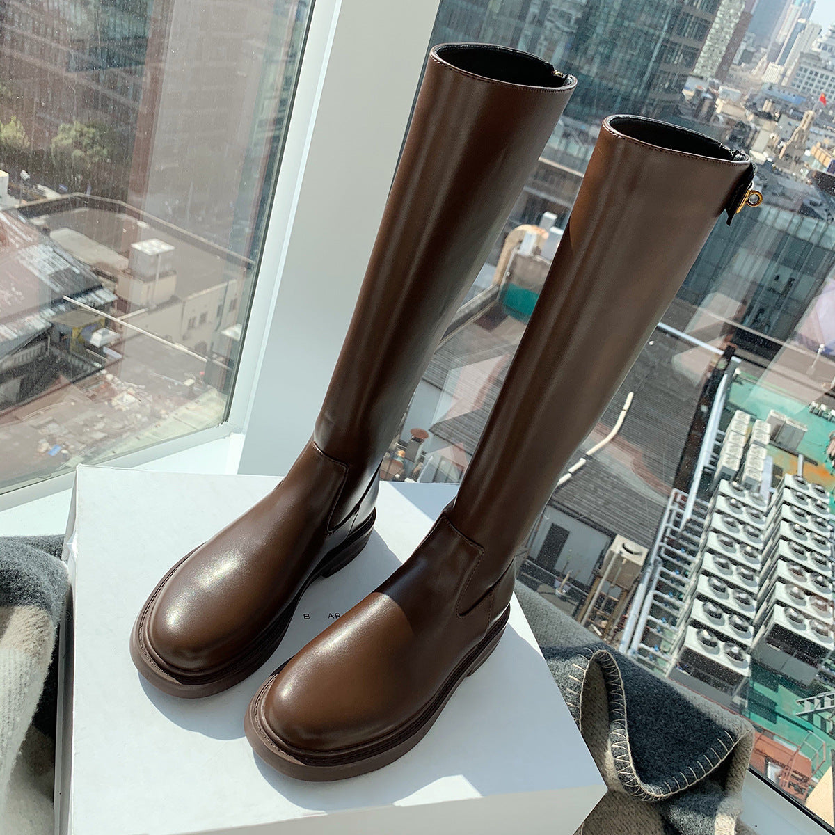 Long But Knee Leather Boots